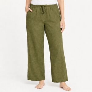 NEW Old Navy Mid-Rise Wide-Leg Linen Blend Pull-On Pants Size XL Olive Green